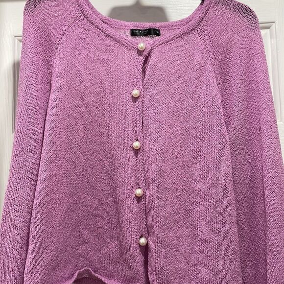SHEIN Raglan Sleeve Button Front Cardigan Mauve Purple 3XL (18) - Picture 2 of 4